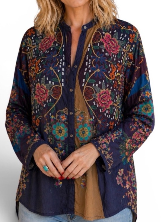 Johnny Was Tops - Johnny Was embroidered silk blend Mardi blouse NWT RARE size 3X Boho